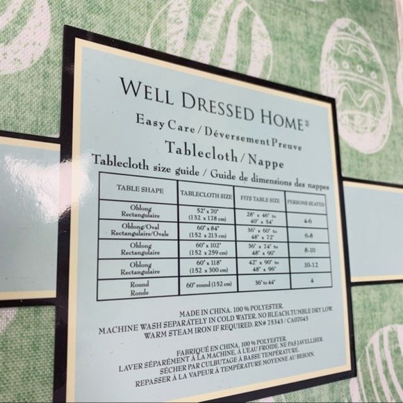 WELL DRESSED HOME Egg Pattern Easy Care Spillproof Tablecloth 60 x 102 NEW NIP - Picture 3 of 4